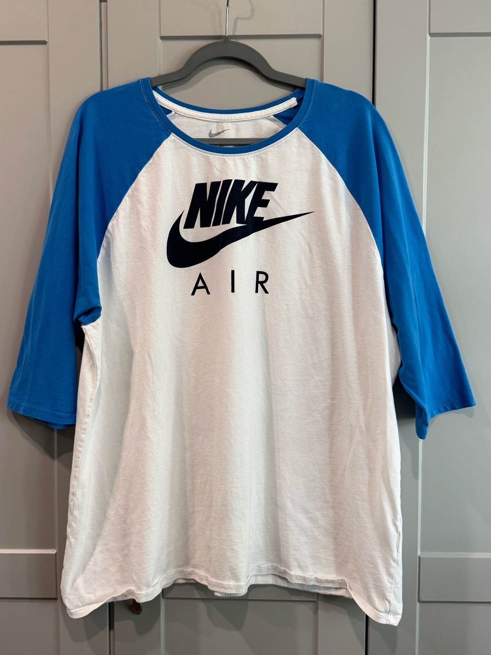 Nike White Tee with Gray Nike Swoosh and Text